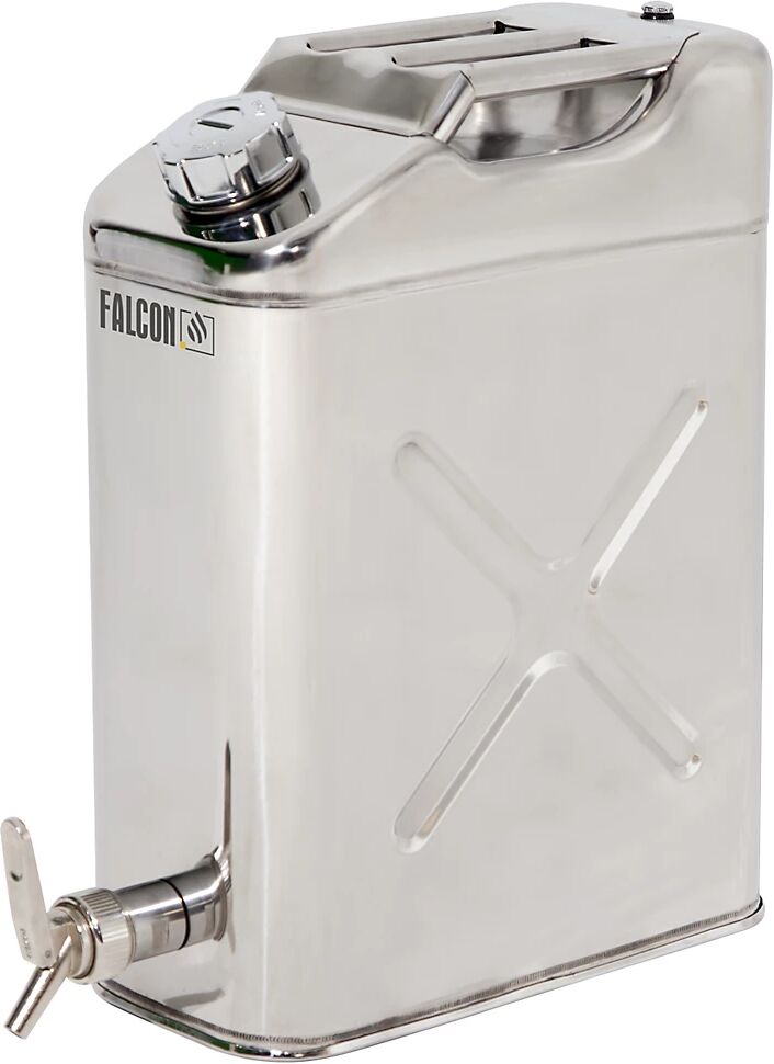 Falcon Bidón de seguridad con grifo de dosificación fina, acero inoxidable, capacidad 20 l