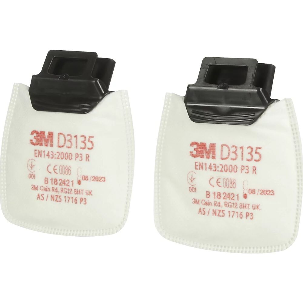 3M Filtro de partículas Secure Click™ D3135, grado de protección P3 R, UE 10 pares, para mascarillas HF-800