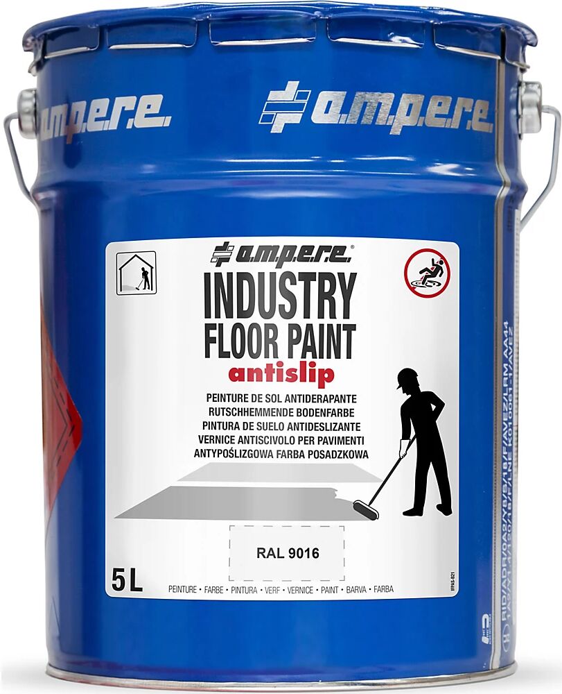 Ampere Pintura para marcar suelos Industry Floor Paint antislip®, contenido 5 l, blanco