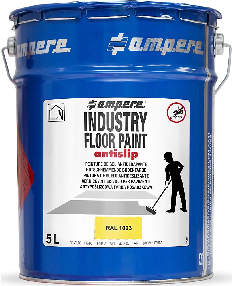 Ampere Pintura para marcar suelos Industry Floor Paint antislip®, contenido 5 l, amarillo