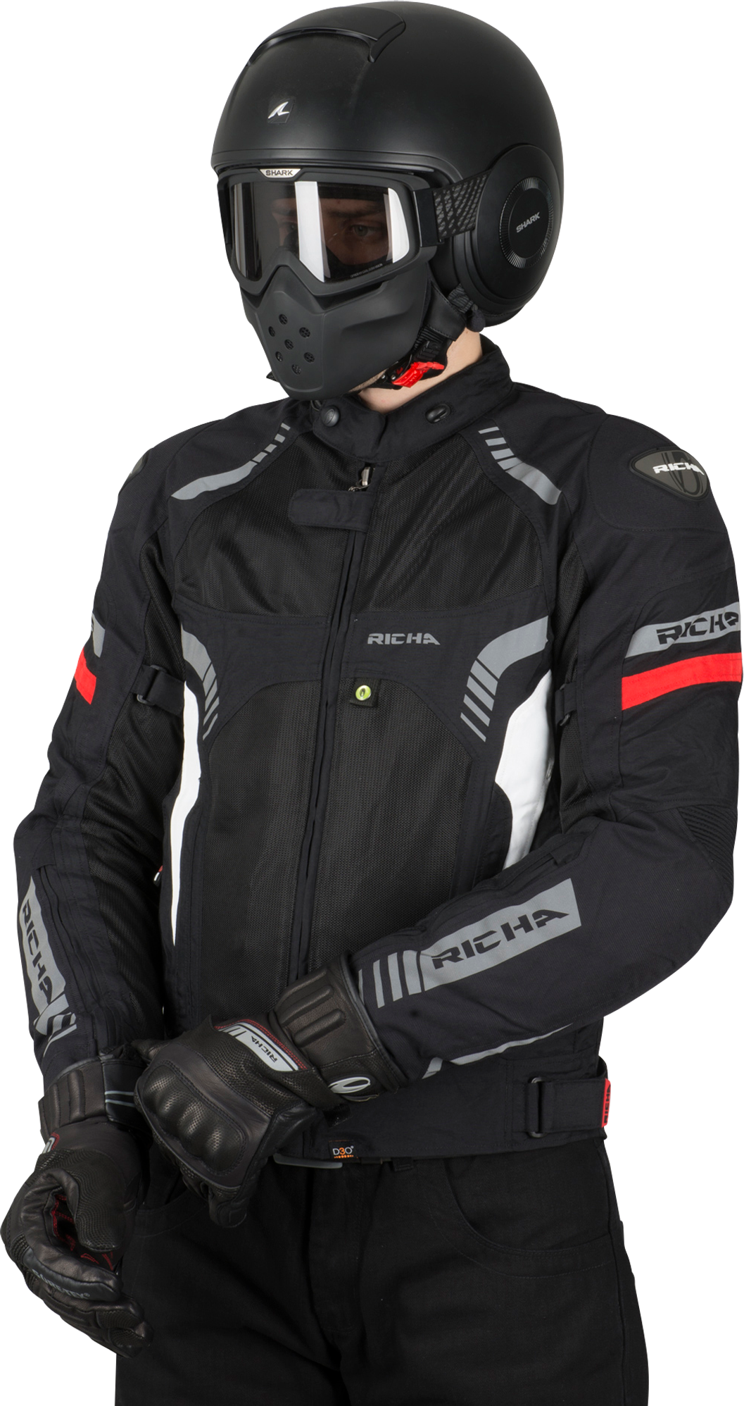 Richa Chaqueta de Moto  Airforce Negro-Rojo