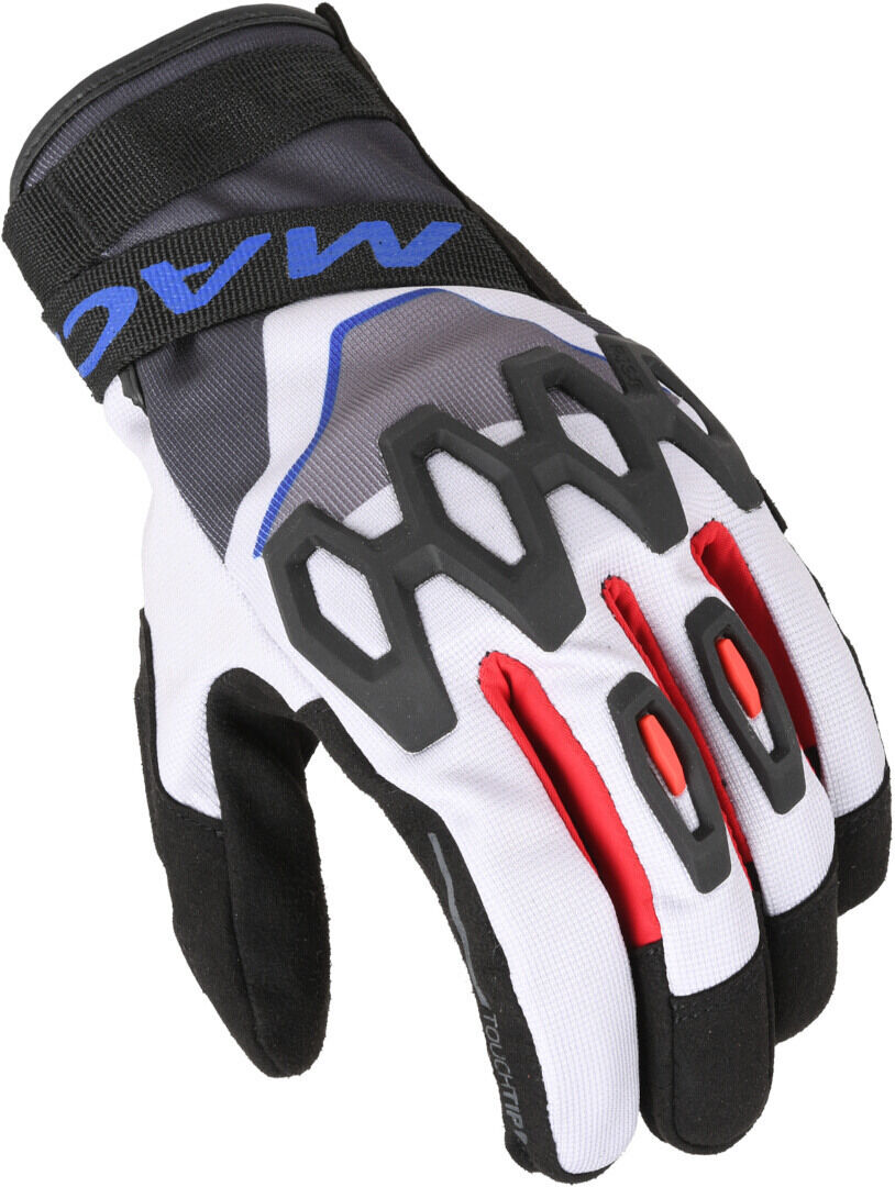 Macna Zairon Guantes de moto - Negro Blanco Rojo Azul (M)