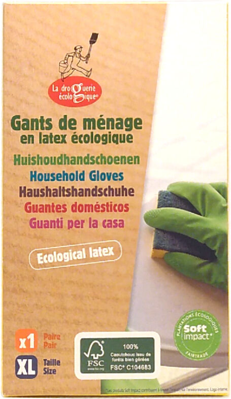 La Droguerie Écologique Guantes de hogar de látex ecológico - talla 04/XL