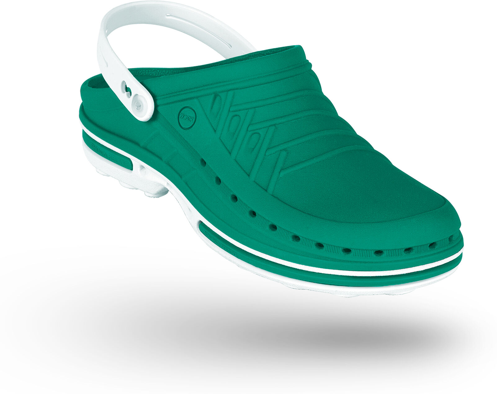 WOCK Zuecos Sanitarios Verde y Blancos Clog 06 c/ Tira Blanco/Verde 35/36