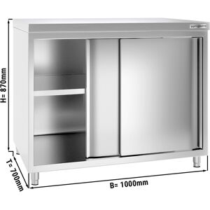 GGM GASTRO - Armoire de travail en inox PREMIUM - 1000x700mm - avec porte coulissante sans rebord