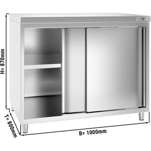 GGM GASTRO - Armoire de travail en inox PREMIUM - 1000x800mm - avec porte coulissante sans rebord