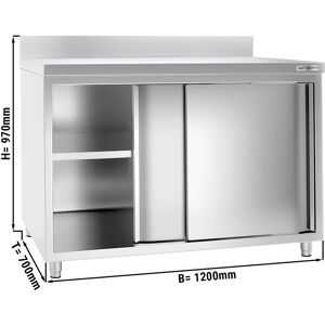 GGM GASTRO - Armoire de travail ECO en inox - 1200x700mm - avec porte coulissante et rebord