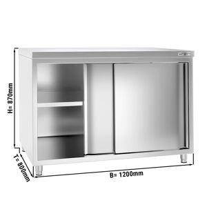 GGM GASTRO - Armoire de travail en inox PREMIUM - 1200x800mm - avec porte coulissante sans rebord