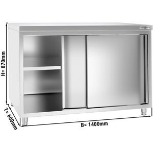 GGM GASTRO - Armoire de travail en inox ECO - 1400x600mm - avec porte coulissante