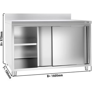 GGM GASTRO - Armoire de travail ECO en inox - 1600x700mm - avec porte coulissante et rebord