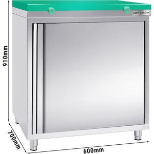 GGM GASTRO - Armoire de travail en inox PREMIUM - 600x700mm - avec porte battante sans rebord y compris plaque de découpe