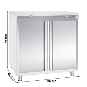 GGM GASTRO - Armoire de travail inox PREMIUM - 800x600mm - avec porte battante sans rebord y compris plaque de découpe