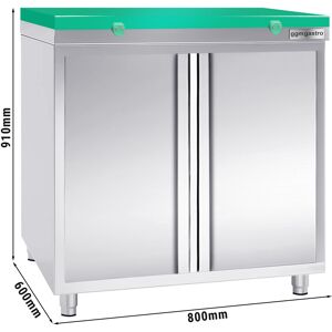 GGM GASTRO - Armoire de travail inox PREMIUM - 800x600mm - avec porte battante sans rebord y compris plaque de découpe Vert