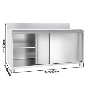 GGM GASTRO - Armoire de travail ECO en inox - 2000x600mm - avec porte coulissante et rebord