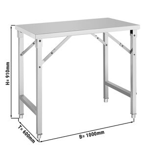 GGM GASTRO - Table de travail en inox - pliable - 1000x600mm