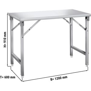 GGM GASTRO - Table de travail en inox - pliable - 1200x600mm