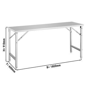 GGM GASTRO - Table de travail en inox - pliable - 1800x600mm