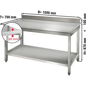 GGM GASTRO - Table de travail en inox ECO - 1000x700mm - avec fond de base & rebord