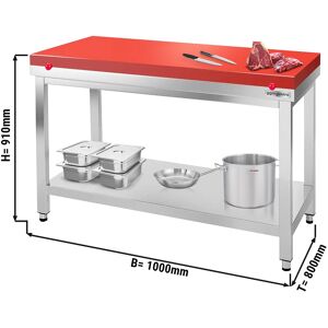 GGM GASTRO - Table de travail inox PREMIUM - 1000x800mm - avec fond de base sans rebord y compris plaque de découpe