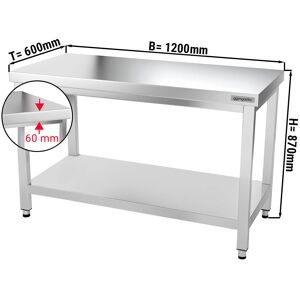 GGM GASTRO - Table de travail inox PREMIUM - 1200x600mm - avec fond de base sans rebord