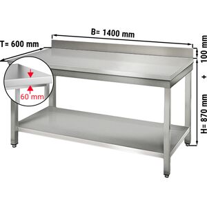 GGM GASTRO - Table de travail en inox ECO - 1400x600mm - avec fond et rebord