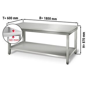 GGM GASTRO - Table de travail en inox ECO - 1800x600mm - avec fond de base sans rebord