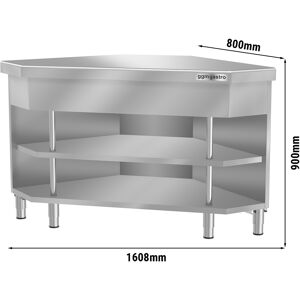 GGM GASTRO - Armoire de travail d'angle KOPENHAGEN - 888mm - 90° Intérieur - Inox