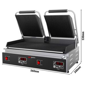 GGM GASTRO - Grill de contact - 3,6 kW - Digital - Rainuré en haut et en bas - Surface de cuisson : 480x230mm