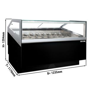 GGM GASTRO - Comptoir à glace - 1200mm - avec éclairage LED - pour 12x 5l ou 8x 7l bacs Noir