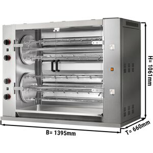 GGM GASTRO - Grill de poulet rotatif à gaz PREMIUM - 47,6kW - avec 8 brochettes pour 48 poulets