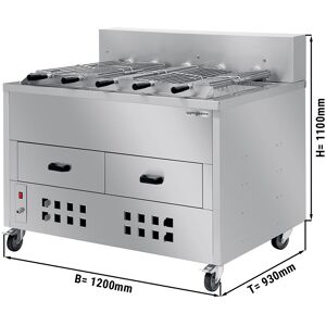 GGM GASTRO - Grill au charbon de bois/Grilloir pour poulets - 1200mm - avec 5 brochettes