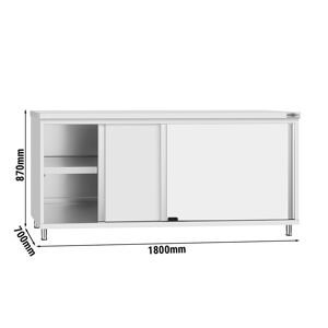 GGM Gastro - Armoire de travail en inox ECO - 1800x700mm - avec porte coulissante Argent