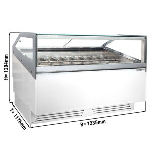 GGM Gastro - Comptoir a glace ADAM - 1200mm - a air pulse - pour 12x 5 litres ou 8x 7 litres de bacs a glace - Blanc Argent