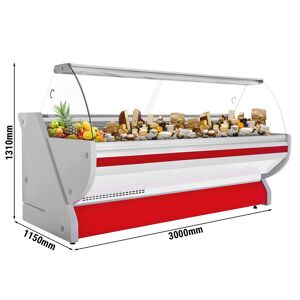 GGM Gastro - Comptoir refrigere - 3000mm - avec eclairage - Facade Rouge Rouge