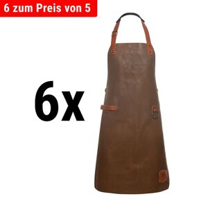 GGM Gastro - (6 pieces) KARLOWSKY Tablier a bavette en cuir - Caramel Brun