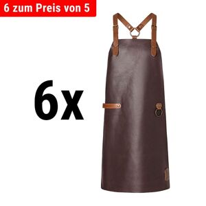 GGM Gastro - (6 pieces) KARLOWSKY Tablier a bavette en cuir X-Style - Moka Brun