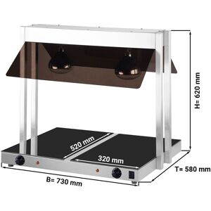 GGM Gastro - Plaque chauffante vitro a pont avec 2 lampes chauffantes Argent / Marron