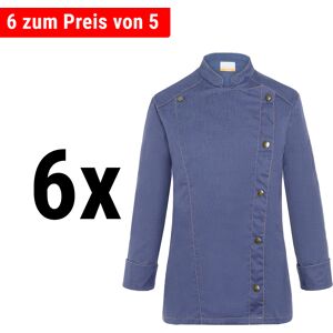 GGM GASTRO - (6 pièces) KARLOWSKY Veste de cuisine femme style jeans - Bleu Vintage - Taille : 56