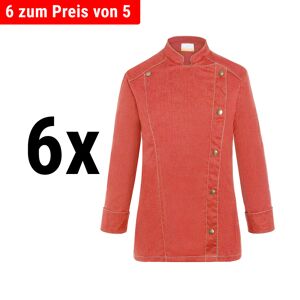 GGM GASTRO - (6 pièces) KARLOWSKY Veste de cuisine femme style jeans - Rouge Vintage - Taille : 42