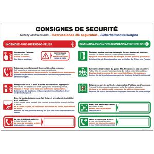 Consignes de sécurité pour "Hôtel" en 4 langues