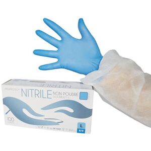 Boîte de 100 gants jetables nitrile non poudrés - Publicité