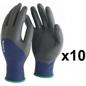 10 paires de gants polyester élastanne 3/4 enduit nitrile avec picots  SINGER - Taille: 9