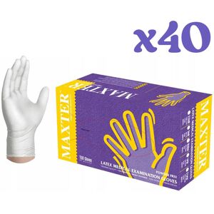 Maxter - gants - gants d'examination en latex - non poudrés - BLANC40BOITES - Taille m - blanc - 40 boites - Publicité