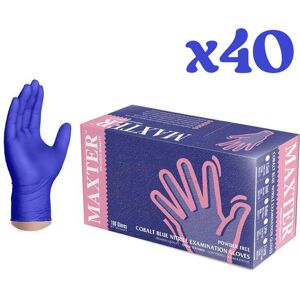 Maxter - gants - gants d'examination en nitrile - non poudrés - BLEU40BOITES - Taille xs - bleu - 40 boites - Publicité