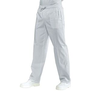 ISACCO Pantalon de cuisine blanc 100% coton taille élastiquée - Publicité