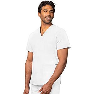 Adar Uniforms Uniformes Médicaux Unisexe Col V Tunique 3 Poches Haut d'infirmier Blouse d'Hôpital, Blanc (White), L-Poitrine:115-120cm,Hanche:110-115cm - Publicité