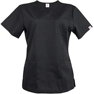 JONATHAN UNIFORM Blouse Medicale Femme 3 Poches, Tenue Infirmiere Professionnelle Blouse Hopital pour Dentiste, Aide Soignante (Noir, XXL) - Publicité