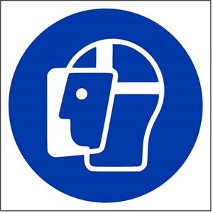 VSafety 41034 at-s "Face Shield Logo obligatoire ppe signe, autocollant, carré, 200 mm x 200 mm, bleu - Publicité