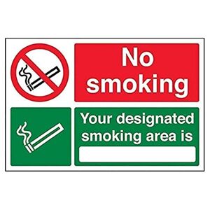 VSafety 57040ba-s "No Smoking/votre zone fumeur Désigné" Prohibition signe, autocollant, paysage, 300 mm x 200 mm, noir/vert/rouge - Publicité