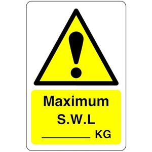 Safety First Display LTD Panneau maximum S.W.L kg – Autocollant autocollant haute adhérence (200 mm x 150 mm) Distance de vision à moins de 5 m. Publicité